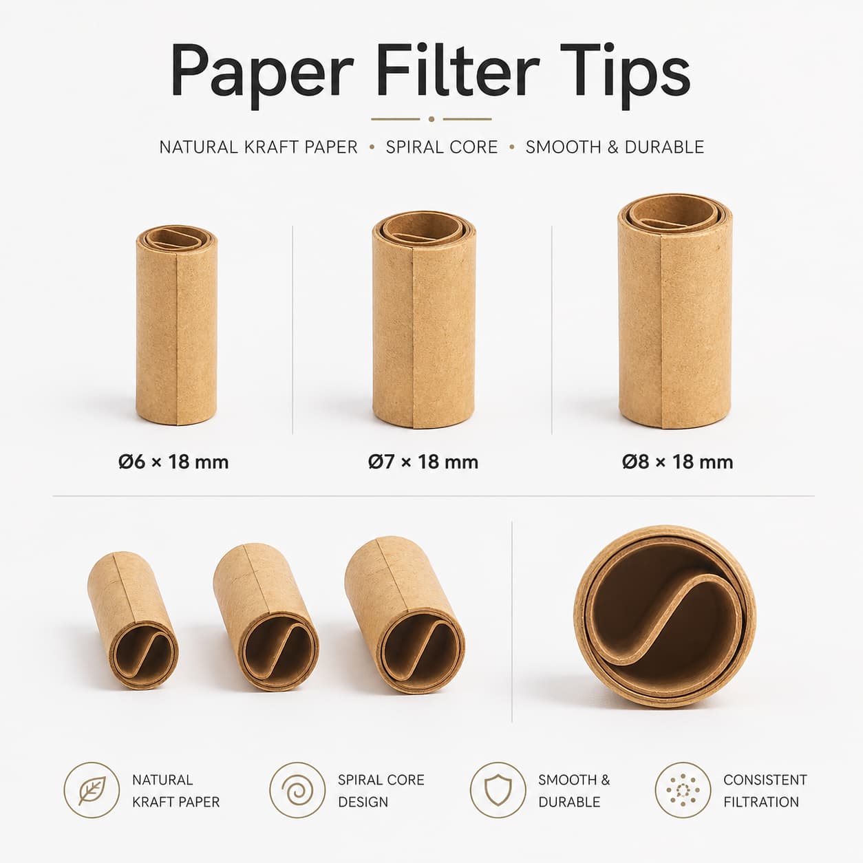 unbleached paper filter tips for pre roll
